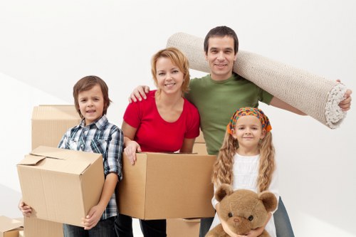 Organised boxes and wrapped belongings during a Hackney relocation