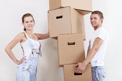 Packed boxes and furniture ready for a Hackney home or office move