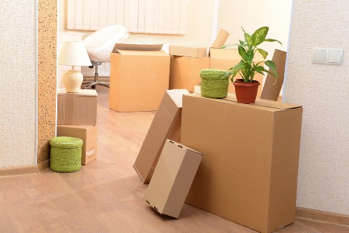Loading office items with care near a Hackney commercial building